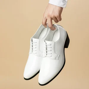 pointed toe high heeled leather formal shoes