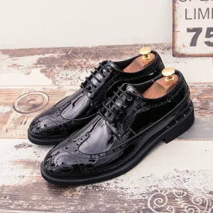 Glossy business leather shoes men's