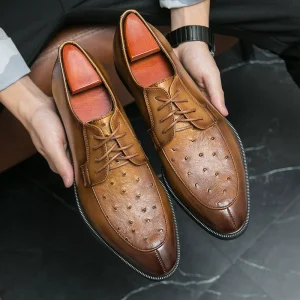Dress Shoes Ostrich Pattern Lace-up Men's Shoe